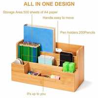 Organisateur d'accessoires de bureau en gros, organisateur de bureau en bois de bambou, porte-stylos de bureau, organisateur de bureau