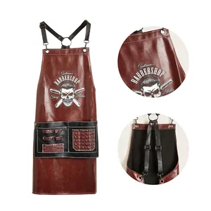Leather retro-textured strap leather popular hair tools apron easy to wear haircut overalls
