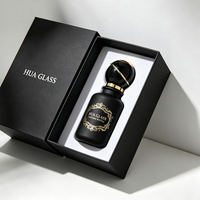 Flacon de parfum vide en verre noir mat et brillant, 30 ml, 50 ml, 100 ml, avec bouchon rond unique, étiquette personnalisée et boîte d'emballage – Vente chaude