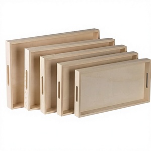 Plateaux gigognes carrés en bambou personnalisables, forme rectangulaire, multifonctionnels pour la cuisine et la salle <span class=keywords><strong>de</strong></span> bain, avec poignées découpées - Product Image 4