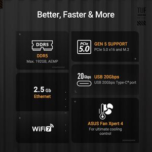 Carte mère TUF Gaming B850-PLUS WiFi AM5 DDR5 8000 ATX Aura RGB 2.5G LAN pour emplacements DP M2 SATA - Product Image 2