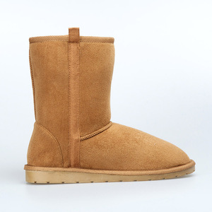 Fausse fourrure couverte doublé intérieur extérieur femmes dames confortable botte pantoufles anti-glissant daim dames chaussures bottes de neige - Product Image 1