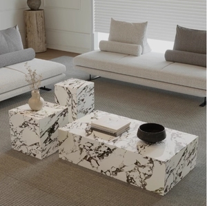 โต๊ะกาแฟหินอ่อนสี่เหลี่ยมแบนขนาดใหญ่สไตล์มินิมอลลิสต์สไตล์อิตาลีกันน้ำมีไฟหรูหรา - Product Image 5