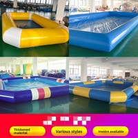 Piscine gonflable carrée géante en PVC à mailles filetées, idéale pour la pêche et les jeux d'enfants, directement de l'usine, 2x3m-5x5m