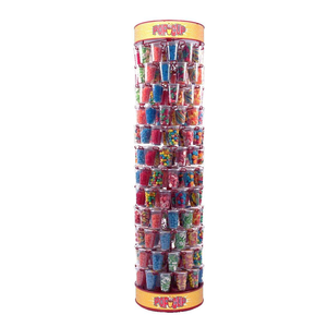 Expositor giratorio de metal OEM/ODM de fábrica con capacidad para 96 vasos de dulces, soporte de suelo personalizado para tiendas minoristas de snacks y dulces. - Product Image 1