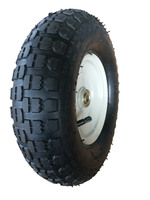 Roues pneumatiques en caoutchouc de 10 pouces 4.10/3.50-4 avec jante en acier pour chariot à main, chariot à roulettes, brouette