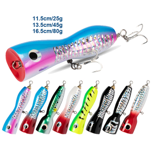 GS Precios al por mayor 25g 45g 80g Señuelo de pesca grande Popper de madera Señuelo de pesca Popper Señuelos de curricán de <span class=keywords><strong>agua</strong></span> <span class=keywords><strong>salada</strong></span> - Product Image 1