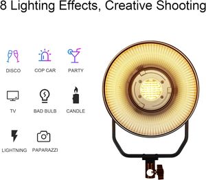Luz de Video RGB <span class=keywords><strong>GVM</strong></span> de 200W, Iluminación de Fotografía Bicolor COB con Montura Bowens y Control DMX, Luz de Estudio para Youtube para Filmación - Product Image 4