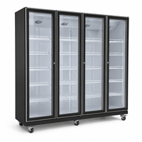 Équipement de réfrigération commerciale pour supermarchés, réfrigérateur vertical personnalisé à 4 portes vitrées, mini-réfrigérateur de présentation, refroidisseur de boissons
