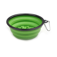 2025 ECO Friendly Silicone Voyage Portable Pliable Chien Eau Pliable Slow Food Container Feeder Pet Bowl Avec Mousqueton
