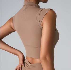 Kustom mewah musim semi musim panas kaus wanita kebugaran Gym pakaian Yoga bentuk atas olahraga ketat sensasi telanjang elastisitas tinggi - Product Image 3