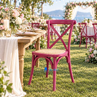 Chaise Commerciale en Bois Massif à Dossier Croisé avec Assise en Rotin Empilable pour Mariages, Événements, Banquets et Restaurants – Vente en Gros et Location