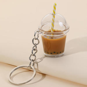 Bubble Tea & Coffee Cup Schlüssel anhänger Paar passende Milk Tea Cup Charms Bubble Tea Figur Anhänger - Product Image 2