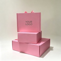 Boîte cadeau en papier rose écologique avec logo personnalisé et poignée en corde pour vêtements, t-shirts, robes, foulards, ceintures, emballage en gros