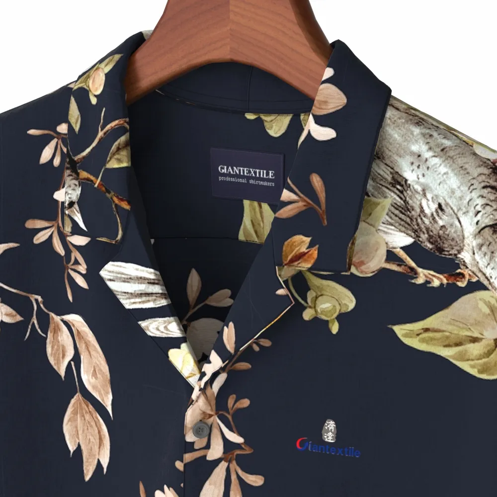 Новая коллекция рубашек с гавайским принтом из 100% вискозного поплина с низким минимальным заказом и быстрой доставкой мужская повседневная рубашка