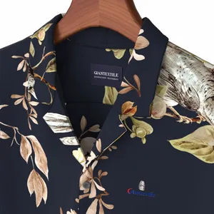 Camisa hawaiana con estampado para hombre, camisa informal de popelina viscosa 100% con bajo nivel de pedido, nueva colección, entrega rápida