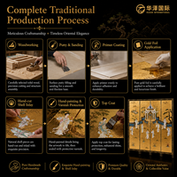 Paravent HUAZE de style chinois traditionnel antique, paysage 100 % peint à la main avec sculpture de coquillages, séparateur décoratif à 6 panneaux