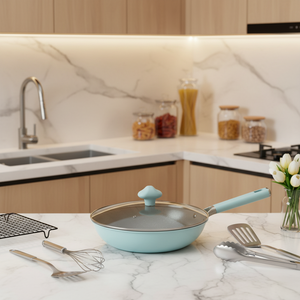 <span class=keywords><strong>Wok</strong></span> antiadhésif best-seller, finition élégante, poignée en silicone, base multicouche résistante à la déformation, idéal pour les débutants - Product Image 1