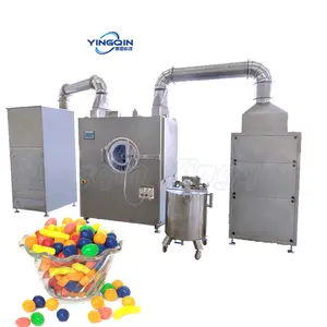 Pellicola di zucchero alimentare ad alta efficienza completamente automatica mandorle ad alta efficienza elettrostatica polvere di cioccolato rivestimento Pan macchina