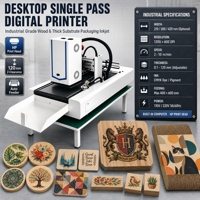 Printer Inkjet Otomatis Single Pass Industri 120mm untuk Pencetakan Coaster Kayu, Peralatan Makan Bambu, Papan Kayu & Kemasan