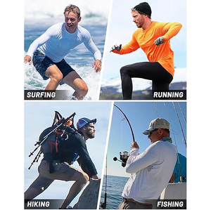 Logotipo personalizado UPF 50 protección solar impermeable que absorbe la humedad Spandex/algodón/fibra de bambú hombres manga larga malla ventilada UV rápido - Product Image 6