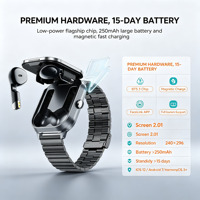 Montre connectée 2-en-1 D8Pro 2026 avec écouteurs sans fil, écran 2,01 pouces, pour musique, moniteur de fréquence cardiaque, suivi du sommeil, IP67, magnétique, Android