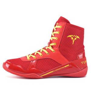 Calzado Deportivo Antideslizante para Lucha Libre y Fisicoculturismo, Color Rojo y Amarillo, con Cordones, para Hombre, Venta al Por Mayor - Product Image 3