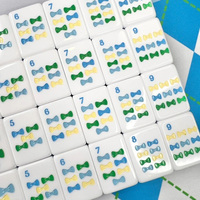 Ensemble de tuiles de Mahjong pour enfants, thème Courses de chevaux du Kentucky, en mélamine acrylique écologique, avec motif chapeau de Derby du Sud gravé