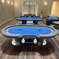 Table de poker de luxe QINLONG pour 10 joueurs, table de jeu professionnelle électronique avec LED, jetons en argile, fer, ABS, laiton, mahjong