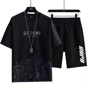 Completo Sportivo Estivo da Uomo 2 Pezzi, T-Shirt e <span class=keywords><strong>Pantaloncini</strong></span> Casual Sottili Stampati, Abbigliamento Sportivo da Uomo - Product Image 3