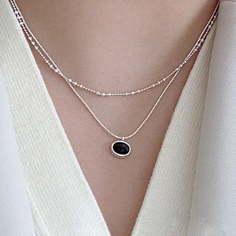 Minimalism 925 Sterling Silver Gold Plating Irregularity Round Beaded Necklace For Women Wholesale