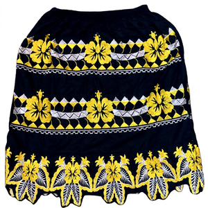 Women Hawaiian Island Chiffon Embroidery <b>Skirt</b> Tropical Aloha Floral Beachwear <b>Elastic</b> <b>Waist</b> Custom Summer Resort Holiday Wear - Product Image 1