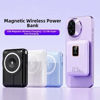 Batterie externe magnétique 10000 mAh avec affichage LED et 2 câbles intégrés (Type-C/Apple), personnalisable avec logo, disponible en plusieurs couleurs pour la revente aux fournisseurs.