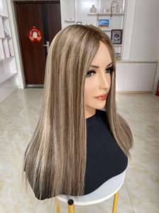 Tendencia Top 2025, 100% Cabello Humano Virgen Europeo Invisible, Base de Seda, Topper de Cabello Humano, Color Balayage Marrón, Venta al Por Mayor - Product Image 4