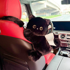 Boîte à mouchoirs pour voiture en peluche <span class=keywords><strong>chat</strong></span> mignon, design suspendu, cordon détachable, support <span class=keywords><strong>de</strong></span> serviettes en forme <span class=keywords><strong>de</strong></span> chaton <span class=keywords><strong>de</strong></span> dessin animé, doux et moelleux, décoration intérieure <span class=keywords><strong>de</strong></span> voiture - Product Image 2
