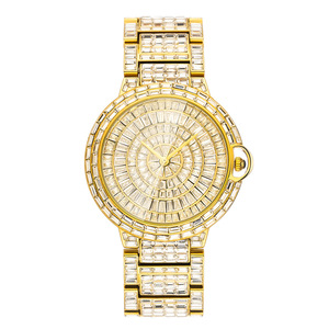 <span class=keywords><strong>2026</strong></span> V375 Uniek Ontwerp Super Glanzende Bling Horloge Volledig Bezette Strass Hip Hop Gouden Luxe Diamantenhorloge voor Dames en Heren - Product Image 5