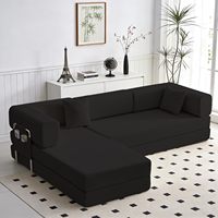 Sofá Cama Plegable Moderno de 4 Plazas, Sofá Convertible de Pana, Cama King Size, Sofá Modular 4 en 1 Combinable DIY