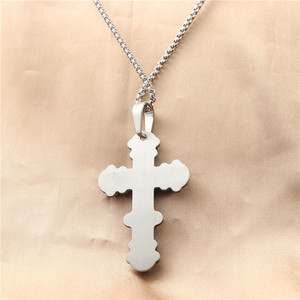 Men's Stainless Steel <b>Cross</b> Pendant Necklace Geometric Design Punk Retro Style 12080 - Product Image 2