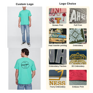 Camisetas de algodón de color sólido 180 GSM finas en blanco serigrafía personalizada de alta calidad al por mayor con bolsillo frontal para hombre - Product Image 2