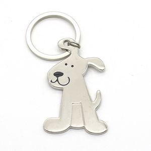 Mini Custom Metal Keychain Only Electronic Plating Shiny Silver 2D Animal Pet Dog Key Chain - Product Image 1