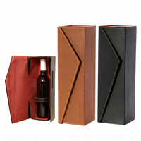 Boîte cadeau magnétique rigide en carton ondulé écologique, noire, de luxe, pour emballage de bouteille de vin individuelle, vente en gros