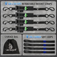 Sangles à cliquet rétractables en polyester certifiées TowMax GS, 1 pouce x 10/12 pieds (résistance à la rupture de 1800 lb), sangles de fixation à crochet en S