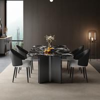 Table à manger rectangulaire en marbre noir moderne de luxe Ensemble de 4 chaises 6 places pour restaurant Salon Meubles minimalistes au design