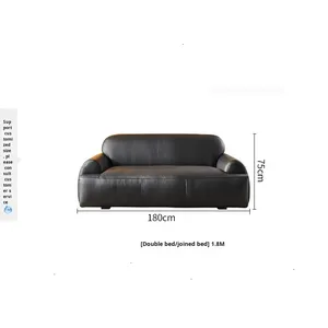Divano modulare in vera pelle minimalista in stile italiano stile retrò facile da pulire a tre posti di lusso leggero Wabi-Sabi nero piccolo <span class=keywords><strong>Living</strong></span> - Product Image 6