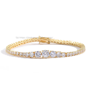 Pulsera de tenis estilo hip hop con circonitas de tamaño variable, joyería para parejas, collar de moda Tanjing Lijing - Product Image 5