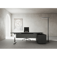 Bureau de travail électrique ergonomique à hauteur réglable avec armoire de rangement, poste de travail intelligent moderne