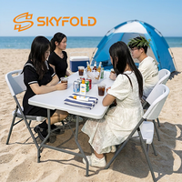 Table pliante carrée portable en PEHD blanc moulé par soufflage, idéale pour l'extérieur – Meilleure vente