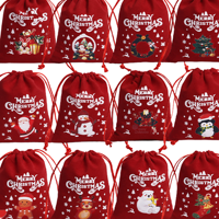 Sacs en velours personnalisés avec logo Wango, durables, à cordon, vente en gros, sacs cadeaux écologiques pour Noël, sacs du Père Noël pour emballer des bonbons