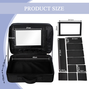 Professional <b>Makeup</b> Bag with Mirror Large <b>Makeup</b> Artist <b>Case</b> with Adjustable Dividers Portable Make up <b>Case</b> Cosmetic Bags - Product Image 3