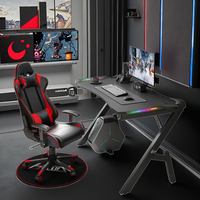 Grand bureau de jeu d'angle moderne avec gestion Table de jeu RVB esport personnalisée professionnelle avec lumières LED pour bureau de joueur